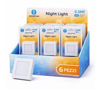 Lampada da notte a Led Quadrata da presa 0,36W con sensore Aigostar