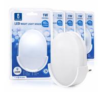 Aigostar Luce Notturna LED Sensore Crepuscolare Luce Fredda 6500K 40lm 5 Pezzi