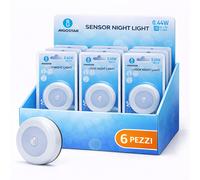 Aigostar Luce Notturna LED Sensore Movimento 6500K Fredda 30lm Bianco AAA 6 Pezz