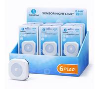 Aigostar Luce Notturna LED Sensore Movimento 6500K Fredda 30lm Bianco AAA 6 Pezz