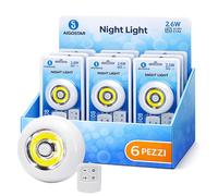 Aigostar Luce Notturna LED Telecomando 6500K Fredda 80lm 2.6W Batteria AAA 6 Pez
