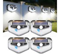Aigostar Luce Solare LED Esterno con Sensore di Movimento,4 Pezzi,270° Illuminazione Lampada Solare da Esterno,3 Modos,IP65 Impermeabile luci solari per Giardino,Parete