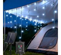 Aigostar Luci Natale Esterno Cascata Solari 3M+5M*0.6M 100 LED Tenda Luminosa Natale Esterno Impermeabile IP65, 8 Modos per Natalizie Finestra Balcone Patio Feste. Luce Bianca Fredda