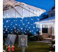 Aigostar Luci Natalizie Solari per Esterno 2 Pezzi- Tenda Lampade a Cascata 3M+5M*0.4M - 100 LED - 8 Modalità - IP65 - Creare un'Atmosfera Magica per Natale, Balcone, Finestre e Feste - Bianco Freddo