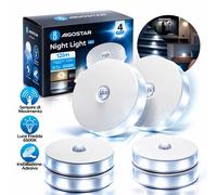 Aigostar Luci Notturne LED Sensore Movimento Calda Fredda Ricaricabili 5V 4 Pezz
