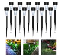 Aigostar - Luci solari a LED per esterni da giardino, luce fredda 6500 K, IP44 impermeabile, luce solare per prato esterno giardino per terrazza, cortile, corridoio. 12 pz