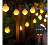 catena luminosa led con pannello solare - luce calda 2700k - ip65 50 led a sfera 12mt- accensione automatica notturna aigostar