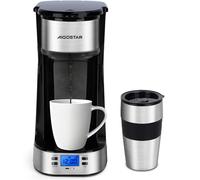 Aigostar - Macchina Caffè Americano a goccia con tazza isolata, Programmabile 24H, Schermo LCD, 420 ml, Funzione AutoPulizia, Caffettiera con filtro per 1 tazza riutilizzabile, 700W, 1 Tazza, Nero