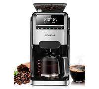 Aigostar Macchina Caffe con Macinacaffe Incorporato, 7 Macinature, Nero | 1,5L (2-12 Tazze), 1400W Macchina Caffè Americano Automatica, 3 Intensità, Programmabile 24h, Funzione di Mantenimento Calore
