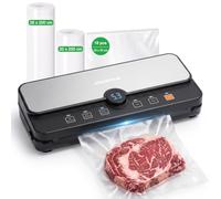 Aigostar Macchina Sottovuoto Alimenti, 9L/min, Timer Digitale, 6 Modalità | Funzione Moist+, Vassoio Raccogligocce Rimovibile, Taglierina Integrata e Vano Portarotoli, 10 Sacchetti e 2 Rotoli Inclusi