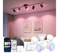 Aigostar Mesh - 6.5W GU10 Lampadine Alexa Bluetooth Mesh, Lampadina Smart Works with Alexa, Lampadina GU10 Smart LED 555LM RGB & CCT(2700K-6500K), 6 Unità (Con Telecomando Bluetooth e Gateway)