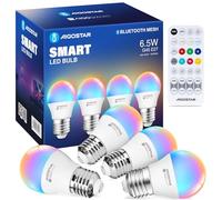 Aigostar Mesh - G45 6.5W Bluetooth Mesh Smart Bulb, Alexa E27 LED 555LM RGB & 2700K-6500K, Alexa Lampadina 16 milioni di colori, 4 unità (con telecomando Bluetooth)