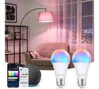 Aigostar Mesh - Lampadina connessa Bluetooth Mesh A60 12W, lampadina collegata Alexa E27 LED 1150LM RGB & 2700K-6500K, lampadina Alexa 16 milioni di colori, 2 unità (con telecomando Bluetooth)
