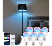 Aigostar Mesh - Lampadina Smart A60 E27 LED 12W, Compatibile con Alexa e Bluetooth Mesh, 1150LM RGB & 2700K-6500K, 6 Unità (Con Telecomando Bluetooth)