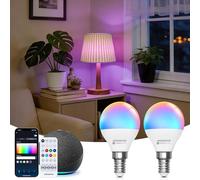 Aigostar Mesh - Lampadine Smart Bluetooth 6.5W G45 E14 LED, Works With Alexa, 555LM RGB & 2700K-6500K, 2 Unità (Con Telecomando Bluetooth)