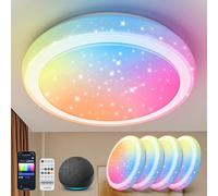 Aigostar Mesh - Plafoniera Led Soffitto Intelligente Bluetooth Mesh, Ø50CM, 36W, 3960LM, Plafoniera Alexa, 3000K-6500K e RGB, Plafoniere da Soffitto per Soggiorno, Camera da Letto, 4 Unità
