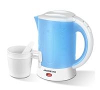 Aigostar Mini Bollitore acqua elettrico da Viaggio 0.6L, 650W, Boiler Piccolo Elettrico Portatile, Spegnimento Automatico e Protezione, inclusi due 2 tazzine e 2 cucchiai, BPA Free, blu