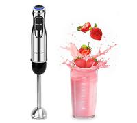 Aigostar Mixmaster - Frullatore a Immersione da 1000W con Lama in Acciaio Inox 304, 6 Velocità e Funzione Turbo. Incluso Bicchiere 600ml per Frullati, Zuppe, Salse, Alimenti per Bambini. BPA Free.