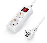 Aigostar Multipresa 2 Prese Elettriche Cavo da 1.5 Metri, Bianco