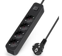 Aigostar Multipresa 4 Prese 16A 250V, Cavo 5 M, Protezione Multipla Montaggio a Parete, Presa Europa