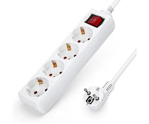 Aigostar Multipresa 4 Prese Elettriche Cavo da 5 Metri, Bianco
