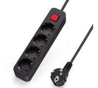 Aigostar Multipresa 4 Prese Elettriche Cavo da 5 Metri, Nero