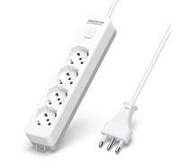 Aigostar Multipresa Ciabatta 4 Posti 3680 W, Cavo 3 m con Interruttore, Bianco/Grigio - Presa Multipla da Scrivania, Casa e Ufficio
