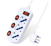 Aigostar Multipresa Ciabatta Elettrica 3 Posti Con Interruttori Indipendenti, Presa 16A P40, 250V MAX.2300W Con Protezione Sovraccarico, Cavo 1,5m, Colore Bianco