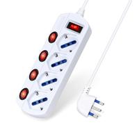 Aigostar Multipresa Ciabatta Elettrica 4 Posti Con Interruttori Indipendenti, Presa 16A P40, 250V MAX.3680W, Cavo 1,5m, Colore Bianco