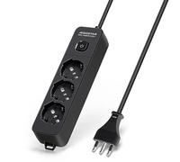 multipresa ciabatta elettrica 3 prese nera con interruttore cavo 1,5 metri spina 16a 250v 2p+e presa 16a 250v 3 way p40 aigostar