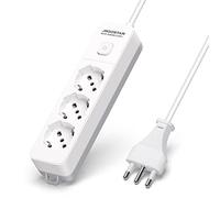 Aigostar Multipresa Ciabatta Elettrica a 3 Posti Presa con Interruttore, 250v/3680W Cavo 5m. Bianco e Grigia