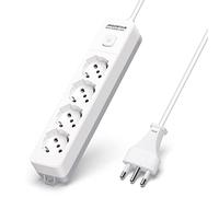Aigostar Multipresa Ciabatta Elettrica a 4 Posti Presa con Interruttore, 250v/3680W Cavo 5m. Bianco e Grigia
