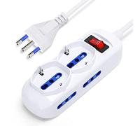 Aigostar - Multipresa Ciabatta elettrica Polivalente a 6 Posti, 250v/3680W Cavo 5m. Color Bianco