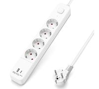 Aigostar Multipresa con USB, 1 USB, 1 USB C, 4 Prese 16A 250V, Cavo 5 M, Protezione Multipla Montaggio a Parete, Presa Europa