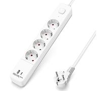 Aigostar Multipresa con USB, 1 USB C, 4 Prese 16A 250V, Cavo 3 M, Protezione Multipla Montaggio a Parete, Presa Europa