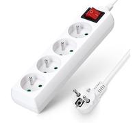 Aigostar Multipresa Francese a 4 prese con interruttore e protezione per bambini, 1.5 M, bianca,16 A 250 V