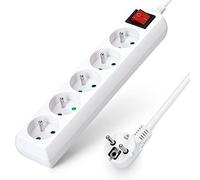 Aigostar Multipresa Francese a 5 prese con interruttore e protezione per bambini, 1.5 M, bianca, 16 A 250 V