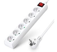 Aigostar Multipresa Francese a 6 prese con interruttore e protezione per bambini, 1.5 M, bianca, 16 A 250 V