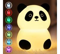 Aigostar Panda Luce Notturna Bambini, 7 Colori + Bianco Caldo, Tattile | Lampada Notturna Bambini in Silicone, Lampada da Comodino Ricaricabile USB, per la Camera, Regalo per Neonati e Bambini