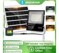 Aigostar Pannello solare grande Solar Spotlight | 3 Colori Regolabili, IP66, Cavo da 5m | Per Giardino, Patio, Sentieri