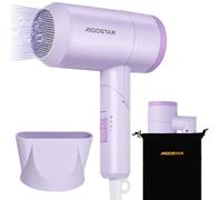 Aigostar Phon Capelli Pieghevole 1800W, Con Borsa Antipolvere, Viola | Asciugacapelli Ionico, 2 Livelli di Aria Calda& 1 di Aria Fredda, Bocchetta Removibile, Protezione Surriscaldamento