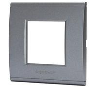 Aigostar Placca 2 Moduli ABS Compatibile BTicino Living Grigio Kit 8 Pezzi