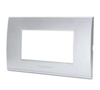 Aigostar Placca 4 Moduli ABS Compatibile BTicino Living Argento Kit 8 Pezzi