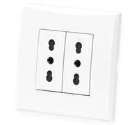 Aigostar Placca Completa 2 Prese Bipasso Compatibile Vimar Plana Kit 8 Pezzi