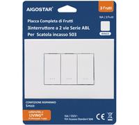 Aigostar Placca Completa 3 Interruttori Scatola 503 Incasso 5 Pezzi