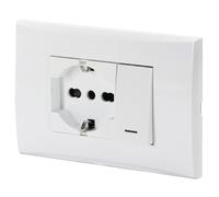 Aigostar Placca Completa Deviatore e Presa Schuko Compatibile Vimar Plana 5 Pezz