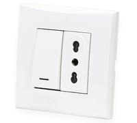 Aigostar Placca Completa Presa Bipasso e Interruttore Vimar Plana Kit 8 Pezzi