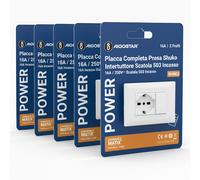 Aigostar Placca Completa Presa Shuko Interruttore Scatola 503 Incasso 5 Pezzi