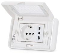 Aigostar - Placca stagna da esterno 3 posti, inclusa presa shuko e presa bipasso, Placca stagna da esterno, scatola incasso 503 tipo italiano, Grado di protezione IP:IP55 colore Bianco