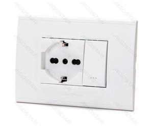 Aigostar Placchetta Completa Presa Shuko Interruttore 503 Incasso 5 Pezzi